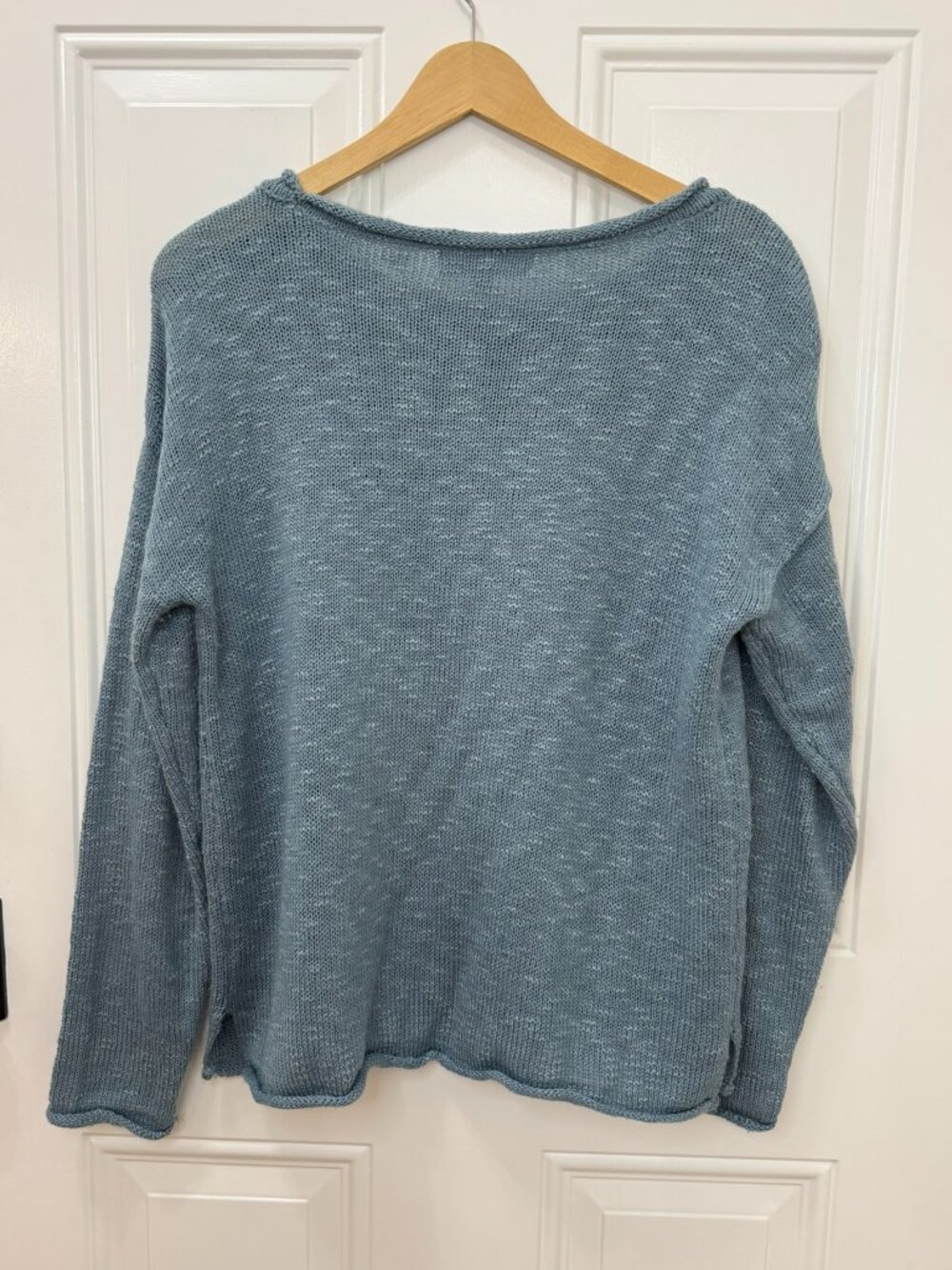 Marled Blue Anchor Knit Sweater Coastal Nautical Lightweight Pullover Size M - Picture 3 of 9